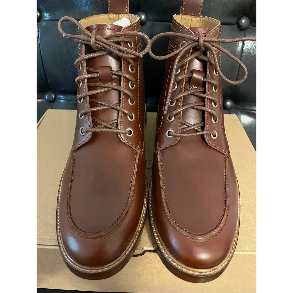 J.Crew  Leather Lace-Up Boots Copper Tan Moc Toe Boots NWT